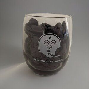 NFL New Orleans Saints Roly Poly Glass Smoky Barware Cocktail Glass Vintage 4"